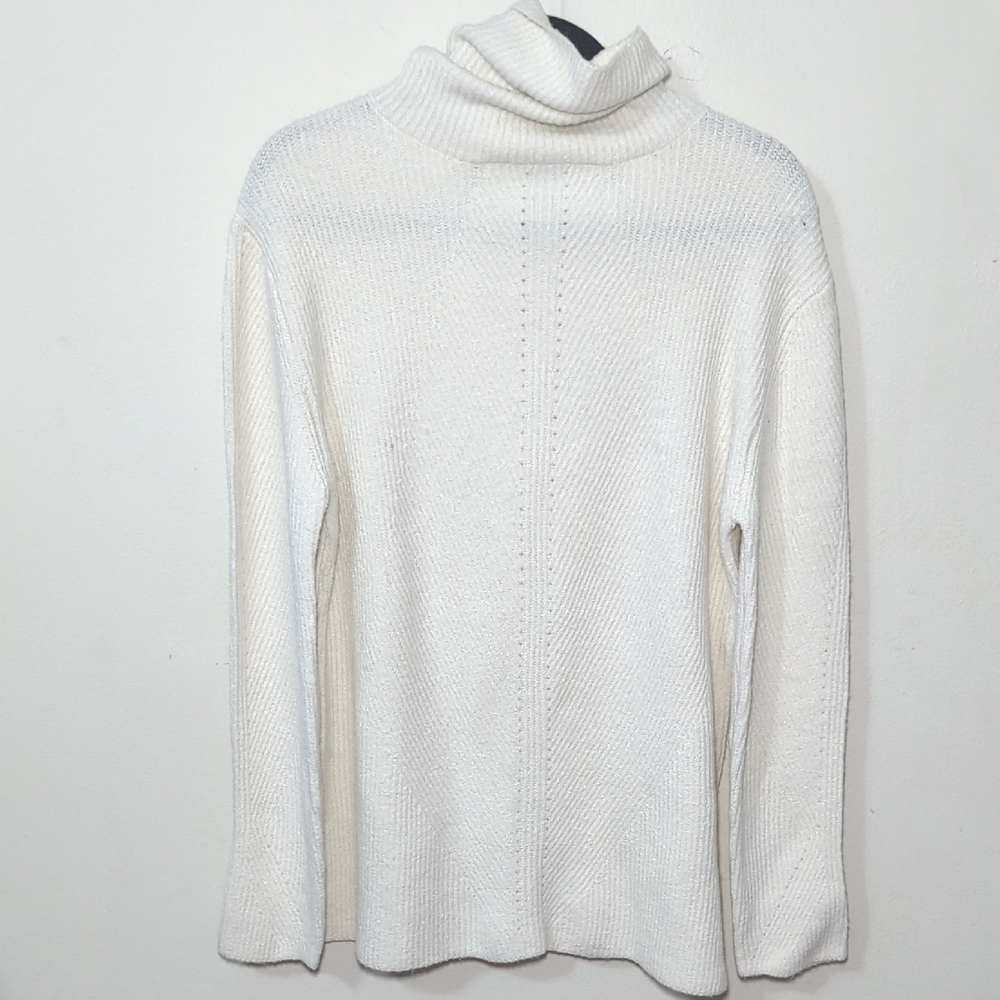 Double Zero Ivory Turtleneck Sweater Tunic Soft Comfy Oversized Women's Size M